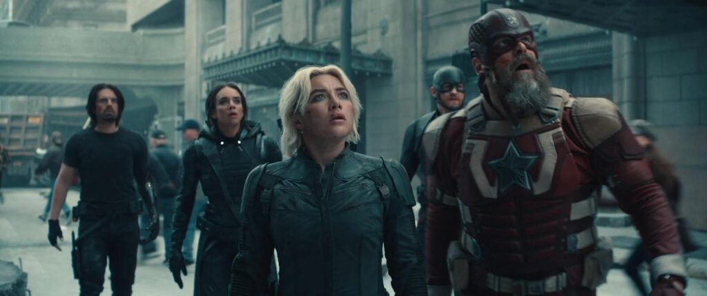 Thunderbolts Bucky Barnes, Ghost (Ava Starr), Yelena Belova, U.S. Agent (John Walker), Red Guardian (Alexei Shostakov)