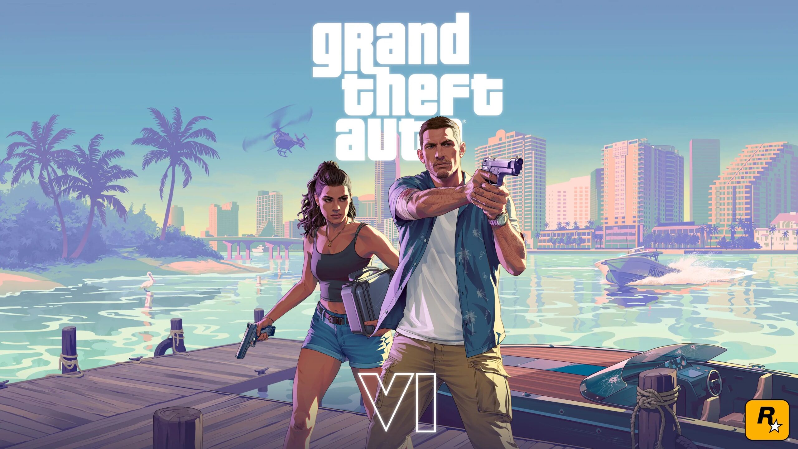 GTA 6 VI Jason and Lucia Logo Rockstar Games Banner